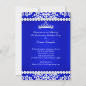 Invitation Royal Blue Quinceanera 15e anniversaire fête Tiara (Dos)