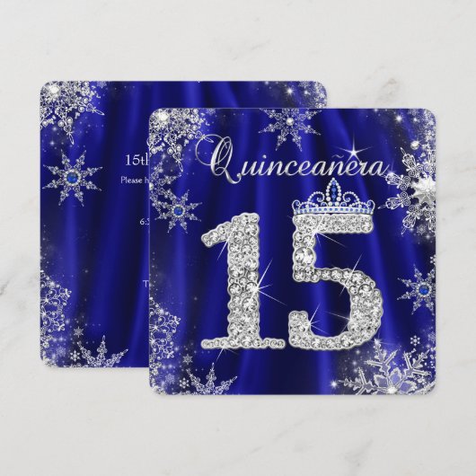 Invitation Royal Blue Quinceanera 15e Elite Elégant Anniversa (Devant / Derrière)