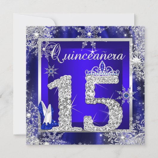 Invitation Royal Blue Quinceanera 15e Elite Elégant Anniversa (Devant)