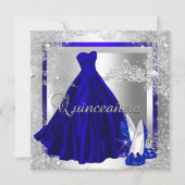 Invitation Royal Blue Quinceanera 15e Elite Elégant Anniversa (Devant)