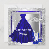 Invitation Royal Blue Quinceanera 15e Elite Élégant parti (Devant)