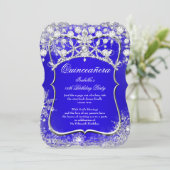 Invitation Royal Blue Quinceanera 15e Wonderland d'hiver (Debout devant)