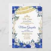 Invitation Royal Blue Quinceanera Mexicaine fille 15e anniver (Devant)