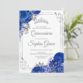Invitation Royal Blue Quinceañera Papillons Mis Quince (Debout devant)