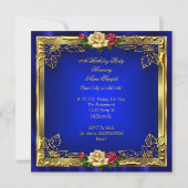 Invitation Royal Blue Red Cream Rose Gold Birthday Party (Dos)
