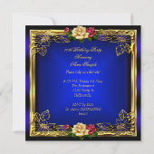 Invitation Royal Blue Red Cream Rose Gold Elegant Anniversair (Dos)