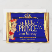 Invitation Royal Blue Red Drapes Prince Baby shower (Devant)