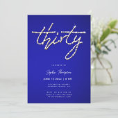 Invitation Royal Blue Rhinestones Calligraphie 30e anniversai (Debout devant)