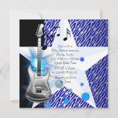 Invitation Royal Blue Rock Star Baby shower (Dos)