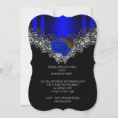 Invitation Royal Blue Rose Anniversaire de fête Dentelle Blac (Dos)