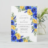 Invitation Royal Blue Rose Botanical Wedding (Debout devant)