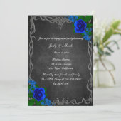 Invitation Royal Blue Rose Chalk Board Fall Engagement Party (Debout devant)