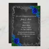 Invitation Royal Blue Rose Chalk Board Fall Engagement Party (Devant / Derrière)
