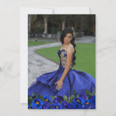 Invitation Royal Blue Rose & Gold Elegant Photo Quinceañera (Dos)