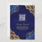 Invitation Royal Blue Rose Gold Lace QR Code Musulman Mariage (Dos)