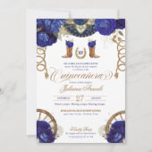 Invitation Royal Blue Rose Pays Ouest Charro Quinceanera (Devant)