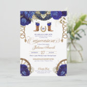 Invitation Royal Blue Rose Pays Ouest Charro Quinceanera (Debout devant)