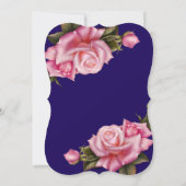 Invitation Royal Blue rose Rose floral or fête d'anniversaire (Dos)