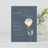 Invitation Royal Blue Rose Rose Rose or Mariage Floral (Debout devant)