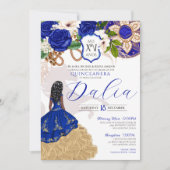 Invitation Royal Blue Rose Western Charro Crest Quinceanera I (Devant)