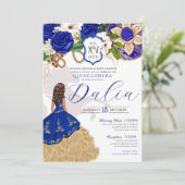 Invitation Royal Blue Rose Western Charro Quinceañera (Debout devant)