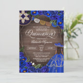 Invitation Royal Blue Rose Western Charro Rustic Quinceanera (Debout devant)