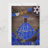 Invitation Royal Blue Rose Western Charro Rustic Quinceanera (Dos)