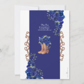 Invitation Royal Blue Roses Ouest Charro Quinceanera (Dos)