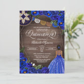 Invitation Royal Blue Roses Pays Charro Quinceanera (Debout devant)