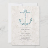 Invitation Royal Blue Rustic Ancre Mariage Invite (Devant)