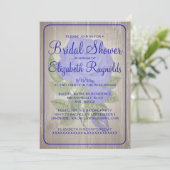 Invitation Royal Blue Rustic Floral Douche nuptiale Invitatio (Debout devant)