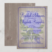 Invitation Royal Blue Rustic Floral Douche nuptiale Invitatio (Devant / Derrière)