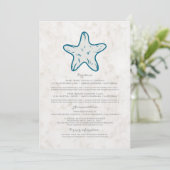 Invitation Royal Blue Rustic Starfish Information du Mariage (Debout devant)