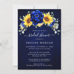 Invitation Royal Blue Rustic Tournesol Fête des mariées moder