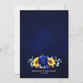 Invitation Royal Blue Rustic Tournesol Moderne Floral Mariage (Dos)
