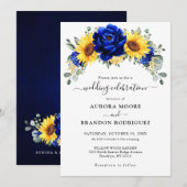 Invitation Royal Blue Rustic Tournesol Moderne Floral Mariage (Devant / Derrière)
