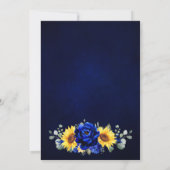 Invitation Royal Blue Rustic Tournesol Moderne Floral Mariage (Dos)