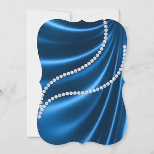 INVITATION ROYAL BLUE SATIN, DIAMOND ÉLÉGANT MARIAGE CLASSÉ (Dos)