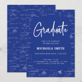Invitation Royal Blue Script Graduate Math Graduate Math Grad (Devant / Derrière)