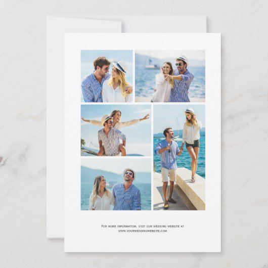 Invitation Royal Blue Silver Agate 5-Photo Enregistrer la dat (Dos)