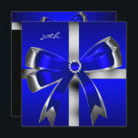Invitation Royal Blue Silver Bow 30e fête d'anniversaire des<br><div class="desc">30e Royal Blue Silver Jewel Bow 30e fête d'anniversaire. Élégant. Zizzago a créé ce design Copyright 2010. Customisez avec vos propres détails et votre âge. Modèle pour Sweet 16, 16th, Quinceanera 15th, 18th, 20th, 21th, 30th, 40th, 50th, 60th, 70th, 80th, 90, 100th, Fabulous product for Adult Women, ado Girls, Zizzago...</div>