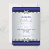 Invitation Royal Blue Silver Diamond Femme Parti de retraite (Dos)