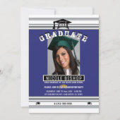 Invitation Royal Blue Silver Elegant Photo Party Graduation (Devant)