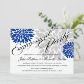 Invitation Royal Blue Silver Floral Bural (Debout devant)