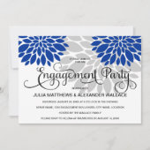 Invitation Royal Blue Silver Floral Bural (Devant)