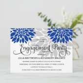 Invitation Royal Blue Silver Floral Bural (Debout devant)