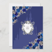 Invitation Royal Blue & Silver Floral Elegant Quinceañera (Dos)