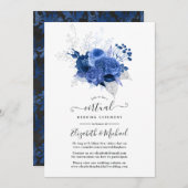 Invitation Royal Blue & Silver Floral Mariage virtuel en lign (Devant / Derrière)