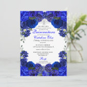 Invitation Royal Blue & Silver Floral Quinceanera Anniversair (Debout devant)