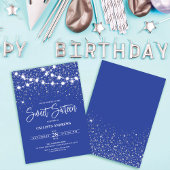 Invitation Royal Blue Silver Parties scintillant étincelles l